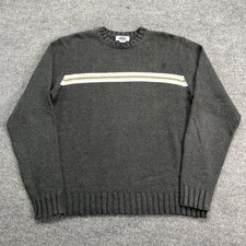 Old Navy Sweater Mens Large Gray Stripe Crewneck Cotton Knit Pullover Casual
