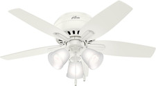 Hunter 42 Inch Indoor Ceiling Fan with LED Lights - White Ceiling Fan with Pull 