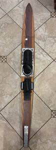 Maherajah Vintage Wood Single Waterski with Black Binding & Bindings