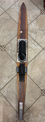Maherajah Vintage Wood Single Waterski with Black Binding & Bindings