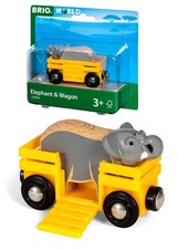 Brio World Vehicle Elephant And Wagon Magnet Linking Yellow Toy Kids 33969