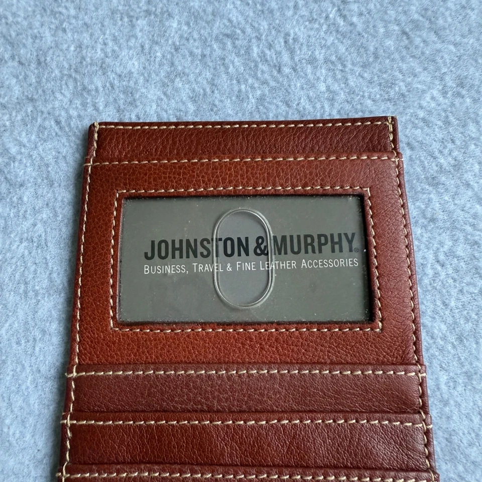 Johnston & Murphy Cuero Marrón Estuche de Identificación para Tarjetas Billetera Accesorios de Viaje de Negocios Foto 3 de 4