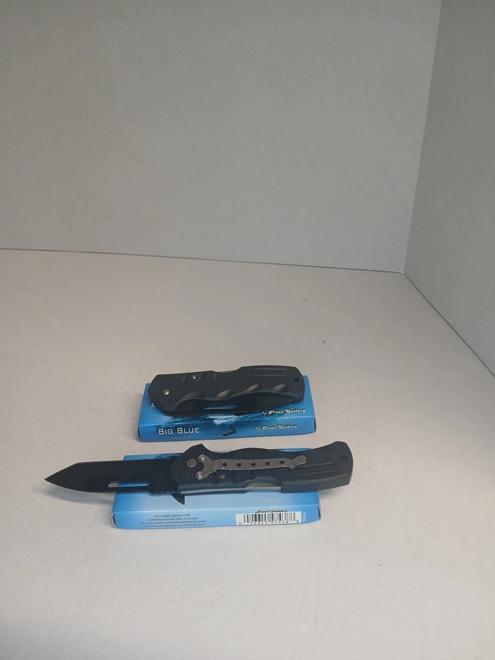 Cuchillo, hoja de bloqueo. Cubiertos Escarcha Azul Grande 2 Artículos (A36) Foto 3 de 4