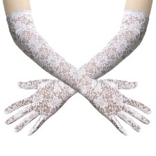 BRYCTSISEN Womens Long Lace Gloves Opera Elbow Gloves for Standard-55cm White
