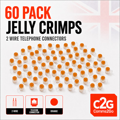 60er PACK 2 DRAHT TELEFON JELLY CRIMPS TELEKOMMUNIKATIONSSTECKER wie von BT Virgin verwendet