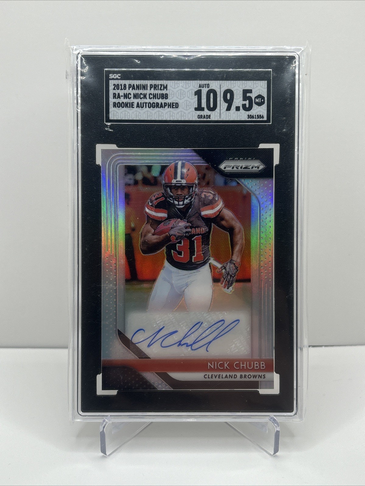 2018 Prizm Nick Chubb Rookie Auto Silver Rookie RC #RA-NC Browns
