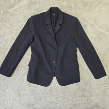 Theory Made in USA Gabe N Edition Blazer Size 8 Navy Stretch Virgin Wool Jacket