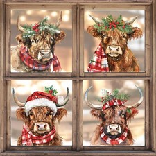 Whaline 4 Sheet Large Christmas Window Clings 11.4 x 12.6 inch, Multicolor