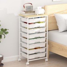 Rolling Storage Cart with Drawers,Utility Cart With 8 Drawers and Wooden