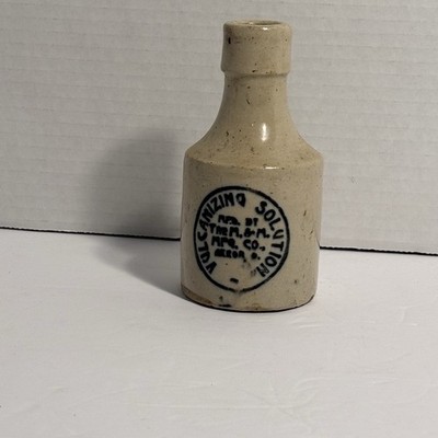 Vintage Vulcanizing Solution M&M Mfg. Co., Akron, Ohio Stoneware Bottle, Jug
