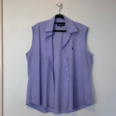 Ralph Lauren Sleeveless Oxford Shirt   4XL   Purple Cotton