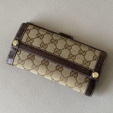 Gucci Beige/Brown GG Monogram Canvas and Leather Continental Wallet Unisex