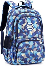 Stylish Water Resistant Geometric Kids Backpack for School - Multiple Pockets
