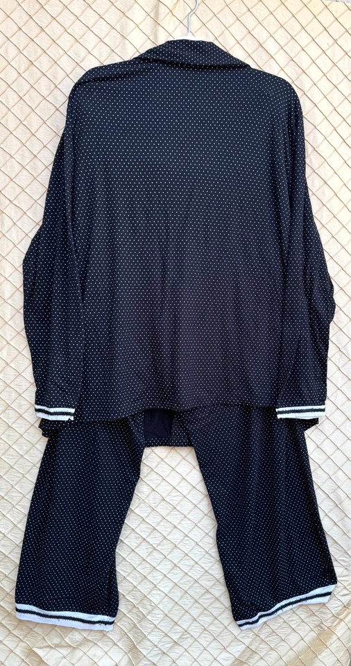 Classic Elements Size 2X Women's Black/White Polka Dot Long sleeve Pajama Set - Image 2 of 2