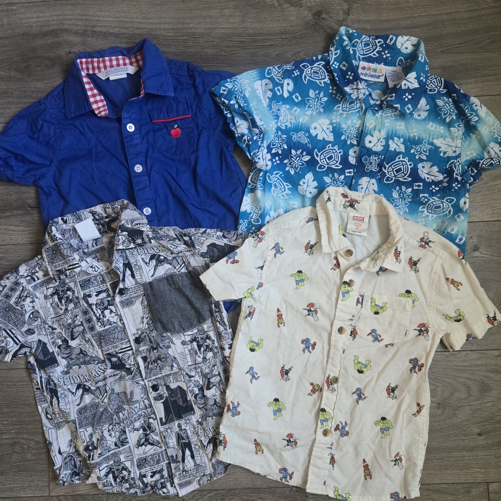 Lot of 4 Boys 3T Shirts Marvel WeLoveFine Darling Mae Boutique Miniwear