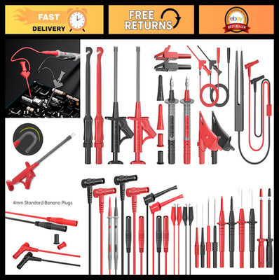 33PCS Silicone Multimeter Test Leads Kit - Probes, Alligator Clips, Test Hooks &