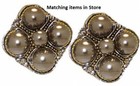 Black pearl gray earring white 18kt yellow gold gunmetal omega cluster New