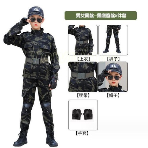 New Kid Child Outdoor Tactical Suit Uniforms Boy Girl CamoTops+pant Outfits Sets - Picture 19 of 22