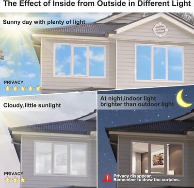 Mirror Effect Window Film – Silver-Black Polarized Film For Home & Auto, 98.4 X 35.4 Inch Heat Reduction