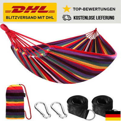 Outdoor Hängematte Baumwolle mit Gurten   Komfortabel für Garten & Balkon