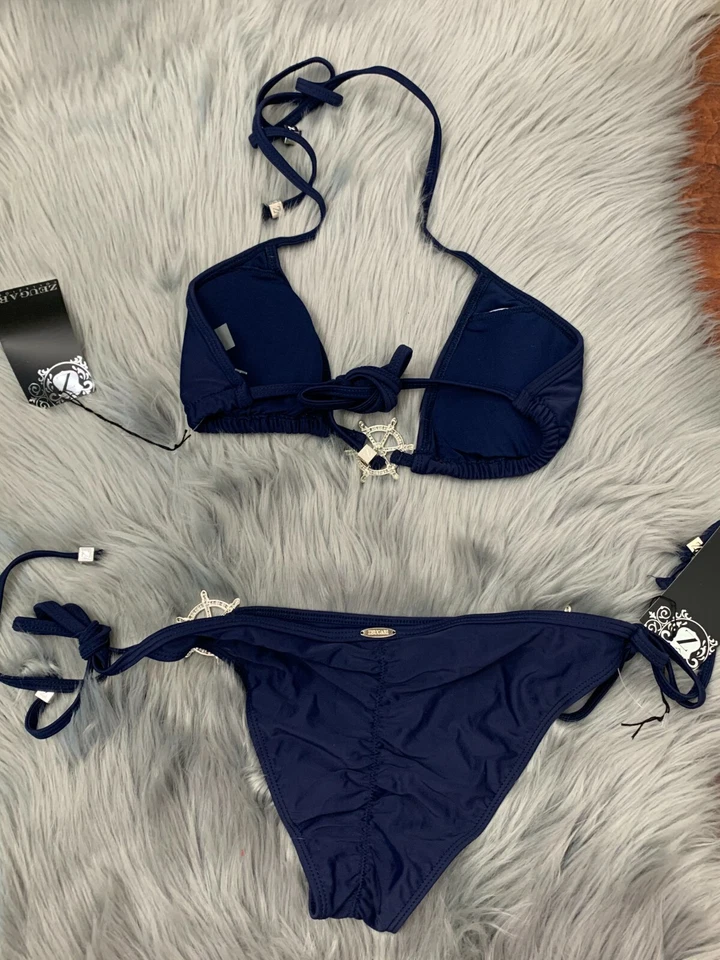 Nuevo con etiquetas Bikini Zeugari Collection S/M Marina Rio Midnight Azul Marino Estrás Marinero Foto 2 de 4
