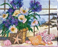 Bead embroidery kit On the Coast needlework kit Art canvas beadwork pattern