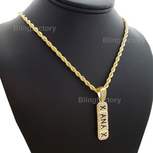Authentic Hip Hop Gold plated Cubic Zirconia Xanax Pendant & 24" Rope Chain Necklace