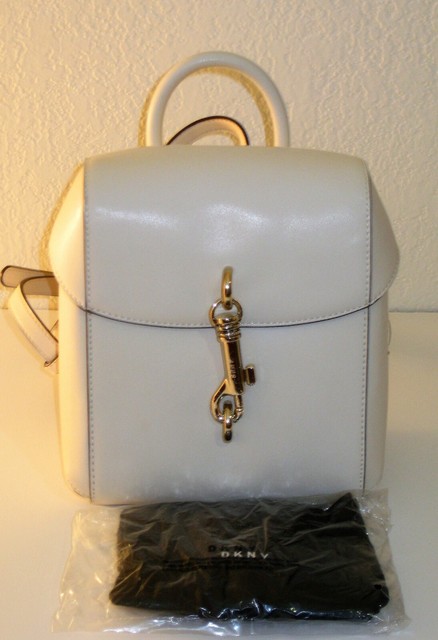 small white leather backpack