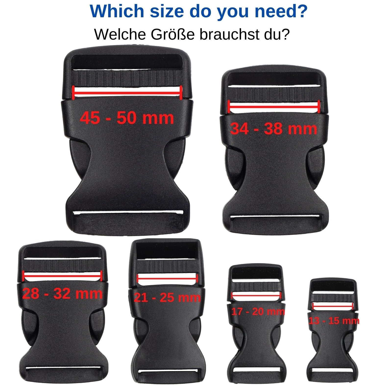 KBBB Steckschnallen Set - Kunststoff Klickverschlüsse 10-50mm Für Gurte & Taschen