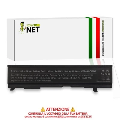 NEW NET Batteria PA3465U-1BAS PA3465U-1BRS per Toshiba A100 A110 [10,8-11,1V - 5200mAh]