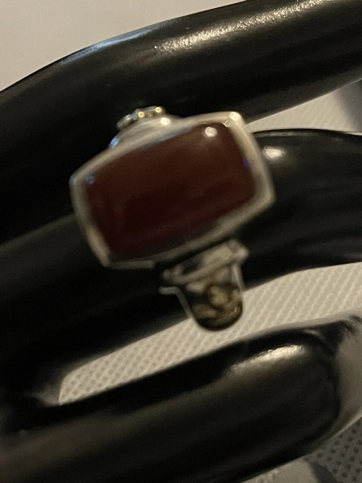 Anillo Ann King Plata de Ley 925 18K Cornalina Flor De Lis Talla 8 Foto 3 de 4