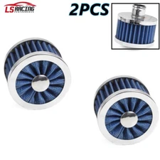 2X Blue Extra Flow 1" to 1-1/4" Push In Valve Cover Baffled Breather Vent Filter