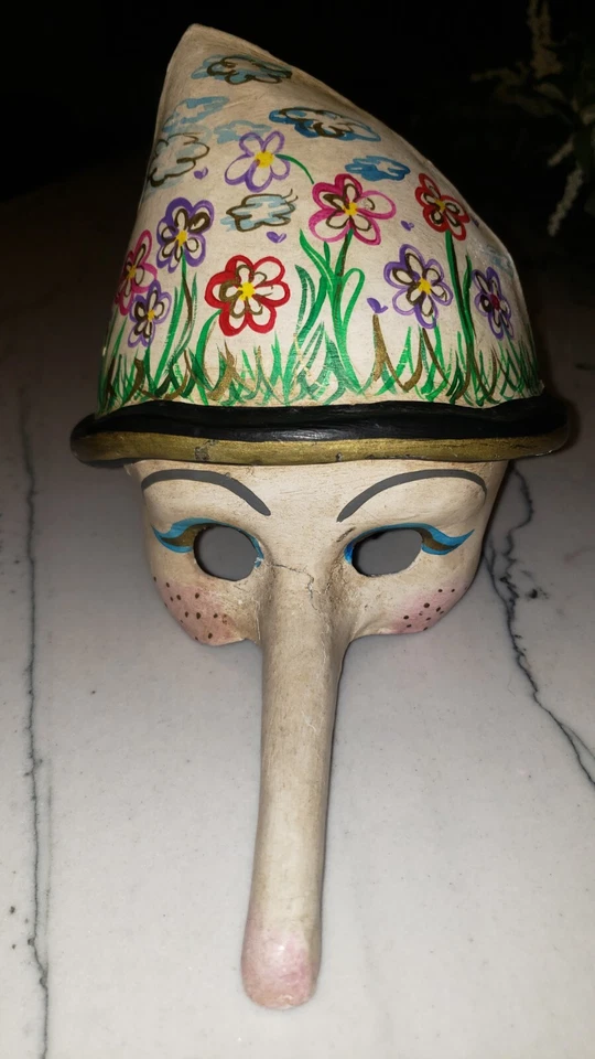 Máscara pinnochio teatro ca' del sol paper mache Veneza Itália - Imagem 3 de 4