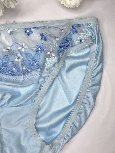 De Colección Bebé Azul Sedoso Poliéster Panty Bikini Transparente Floral Encaje Nylon Calzoncillos Talla 7-8 - Imagen 18 de 23