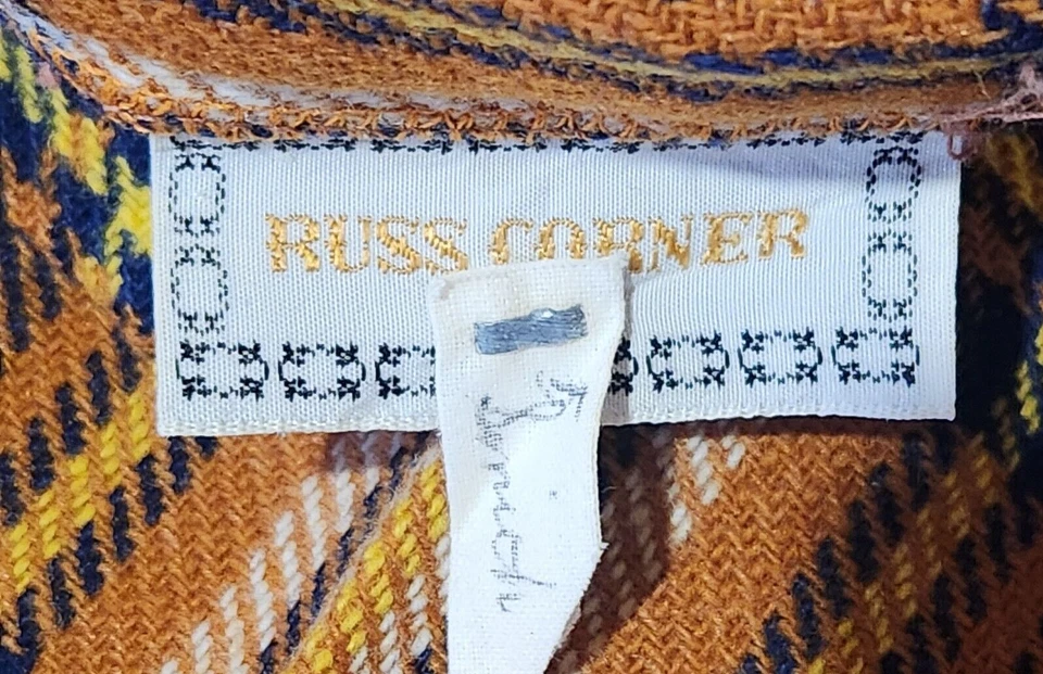 Pantalones Cortos Vintage Russ Corner Tartán Años 60 70 Retro Cintura Alta Naranja Amarillo Blanco Foto 3 de 4