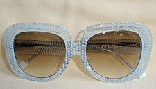  149 Le Specs Big Bold White Bed of Roses Square Sunglasses Shades 55-17-145 EC