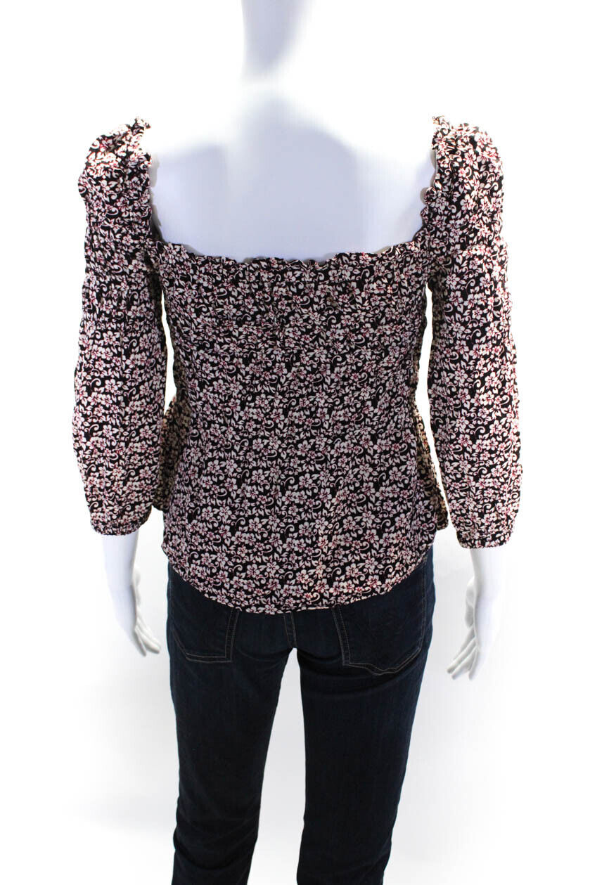 Maje Wiomens Floral Print Puffy Long Sleeves Blou… - image 3