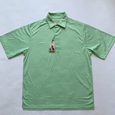 Donald Ross Golf Polo Men's Medium Short Sleeve Check Green White NWT Flaw READ