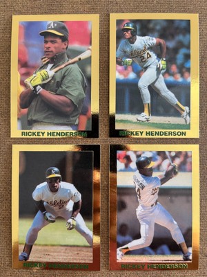 4 card set of Rickey Henderson Oakland A's Gold Border Running 939 ODDBALL NM