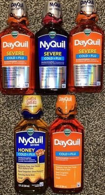 *5 PACK* Vicks Nyquil Dayquil Severe Cold & Flu Relief Liquid MIXED Exp 2/25+