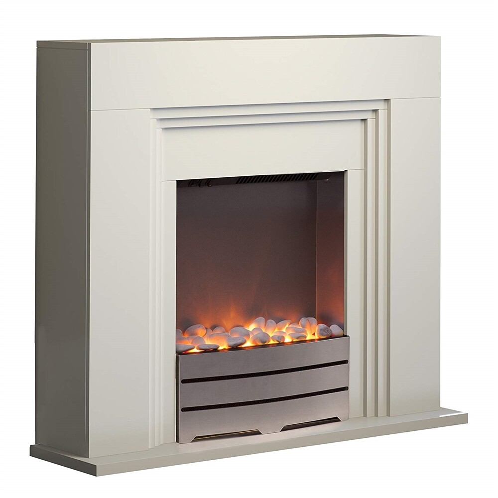 Warmlite York Fireplace Suite Realistic LED Flame - Choose Oak, Ivory or  Beech | eBay