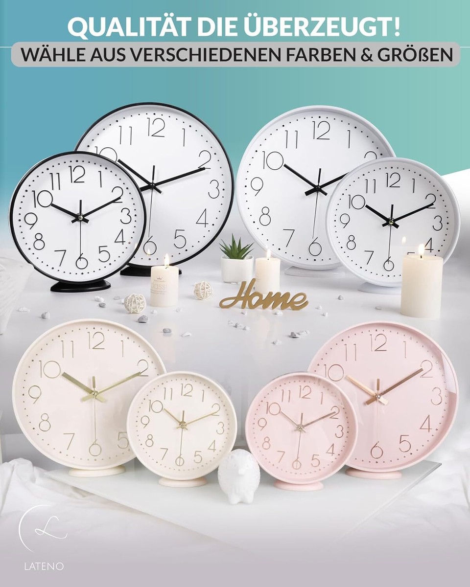 Produktbild von 30 Cm Wanduhr Leise Ohne Ticken Batteriebetrieben