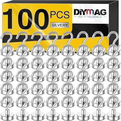 Durable 100 Pack Magnetic Utility Hooks - 30 lbs Limit for Indoor & Outdoor Use