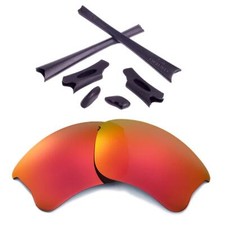 WL Fire Red Non-Polarized Lenses Black Rubber Kit For Oakley Flak Jacket XLJ