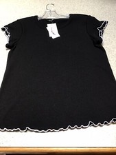JUNIOR /WOMENS JESSICA SIMPSON TOP BLACK SHORT SLEEVE RUFFLEDWHITE NWT