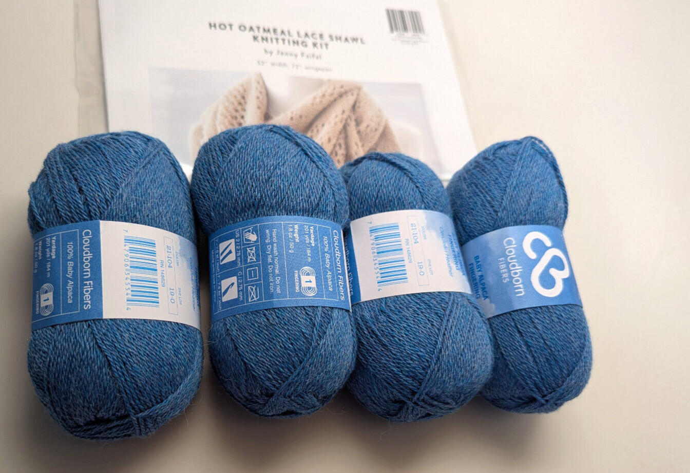 Kit de chal de avena Craftsy Hot tejido de Cloudborn Cerulean Heather SM