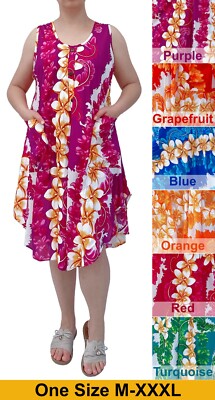 loose fitting hawaiian dress Hibiscus Joy Navy Tea Muumuu Dress for Comfort 2XL / Navy main image 1