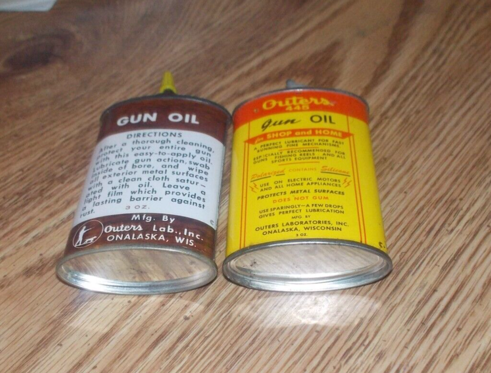 Vintage Outers Gun Oil 3oz Tin Can Flying Mallard Ducks + later yellow