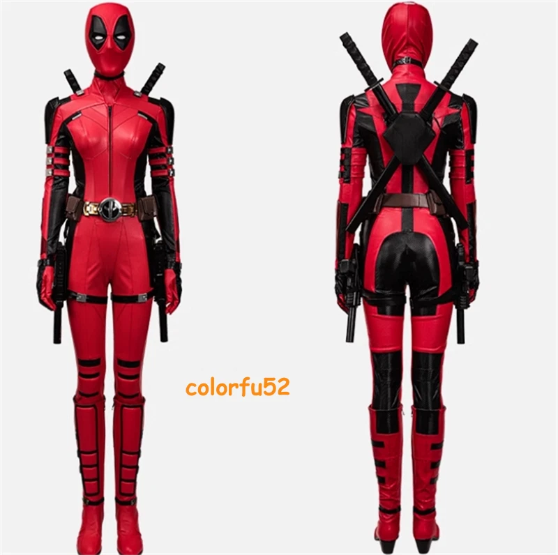 Deadpool 3 Lady Deadpool Wanda Wilson Cosplay Costume Jumpsuit Halloween Outfits - Image 3 of 4