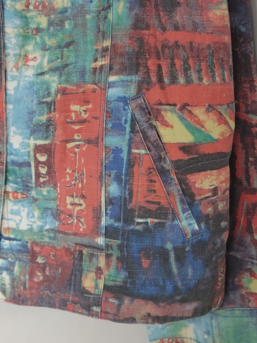Chico's Denim Jacket, Size 3, RN 79984, Tokyo City, Japanese Print
